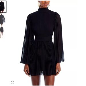 MILLY Rosemary Pleated Chiffon Mini Dress. Black. Size 4. NWT.